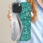 Brilho Glamour Prata Brilho Teal Personalizado Met<br><div class="desc">O design é uma foto e as capas não são feitas com purpurina, lantejoulas, metais ou madeiras. Este design também está disponível para outros modelos de telefone. Escolha o Tipo de Dispositivo para ver outras capas para iPhone, Samsung Galaxy ou Google. Alguns estilos podem ser alterados selecionando Estilo, se essa...</div>