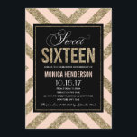 Brilho Glamouroso | Convite para Festa de Sweet Si<br><div class="desc">Celebre este marco enviando este convite de festa sweet sixteen divertido e elegante. Este convite apresenta muito brilho e glitter com apenas um toque de rosa cremoso. Há um belo padrão de glitter no verso que dá a este convite um toque extra especial. A textura do glitter é falsa e...</div>