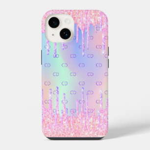 Brilho holográfico rosa pinga monograma