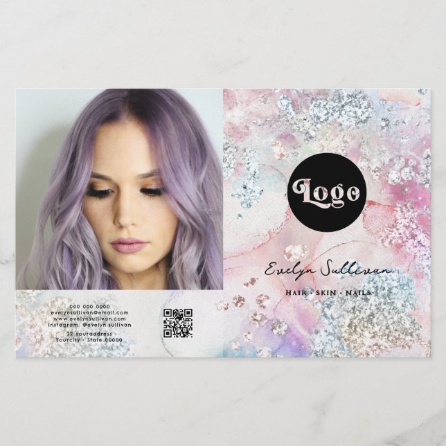 Brilho iridescente falso de aguarela em folheto bi (Frente)