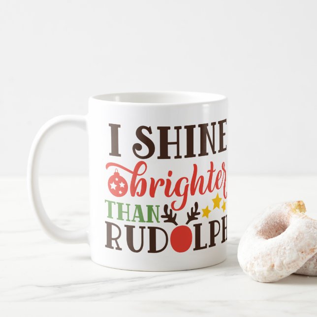 Brilho Mais Brilhante Que Rudolph Mug - Caneca Fes (Com Donut)