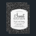 Brilho Negro Doce 16 Convites<br><div class="desc">Brilho Negro Doce 16 Convites. Esses convites são projetados com brilho preto e fundo acentuado prateado clássico. Feita para ser especial para adolescentes, este doce e brilhante convite de dezesseis será uma fantástica introdução ao seu dia especial. Há ainda material adicional de coordenação de 16 partidos no compro Metro-Events Zazzle...</div>
