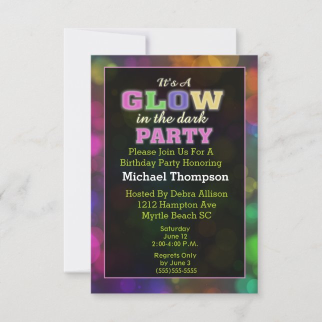 Brilho nos Convites de Aniversário Escuro (Frente)