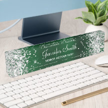 Brilho Prateado Feminino de Faux Verde Escuro