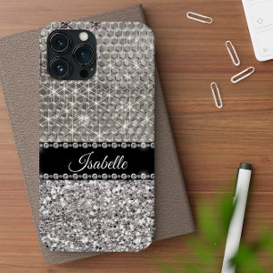 Brilho Prateado Glamour Personalizado em Metal