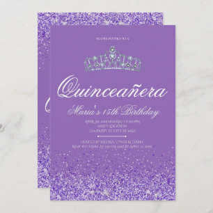 Brilho roxo perfeito, convites de Quinceanera