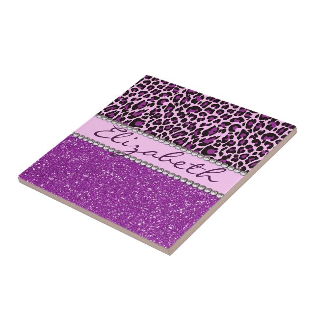 Brilho roxo personalizado do impressão do leopardo (Lateral)