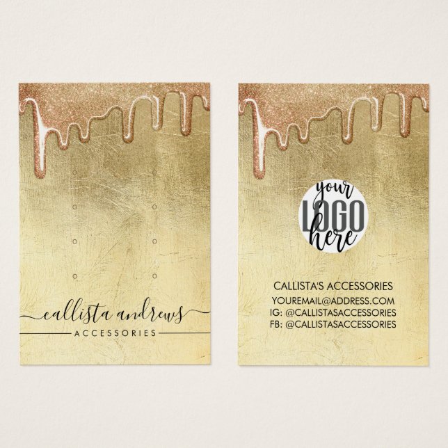 Brinco com Logo de Glitter Grosso e Drips Dourado  (Frente & Verso)