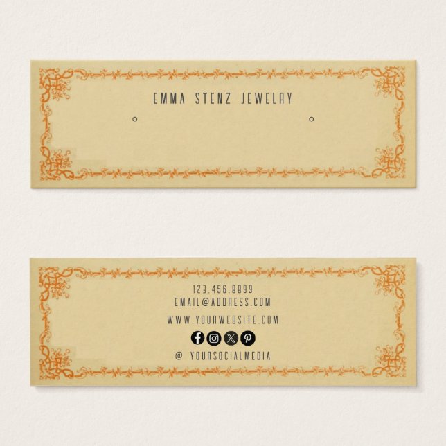 Brincos Argola Vintage Retro Stud Mini Cartão (Frente & Verso)