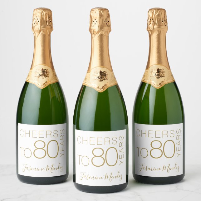 Brinde a 80 anos Ouro Branco Chique Elegante (Garrafas)