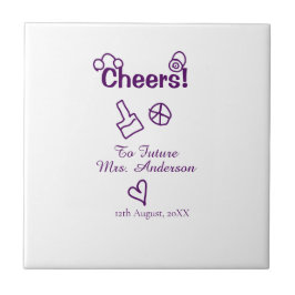 Brinde à futura Sra. adicione o nome da noiva roxo