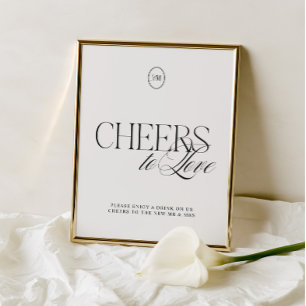 Brinde ao Amor Sinal de Casamento Preto e Branco S