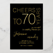 Brinde aos 70 anos Black Gold Aniversário Elegante