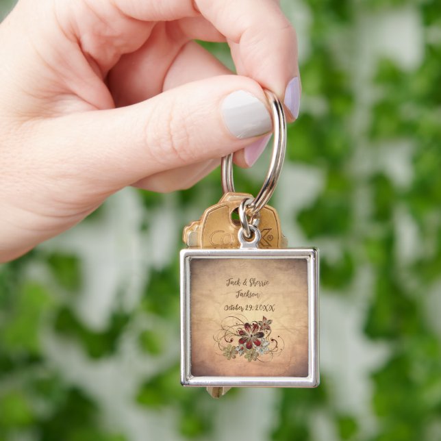 Brinde de casamento com chaveiro com nome e data F (Mão)
