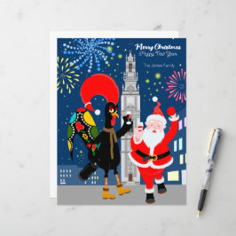 Brinde de Papai Noel e Galo para o Ano Novo