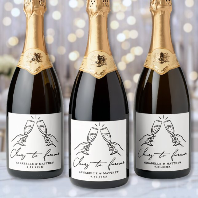 Brindemos à Simplicidade Eterna do Casamento (Cheers To Forever Simple Wedding Sparkling Wine Label )