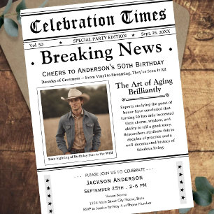 Brindemos aos 50! Convite de Aniversário de Jornal