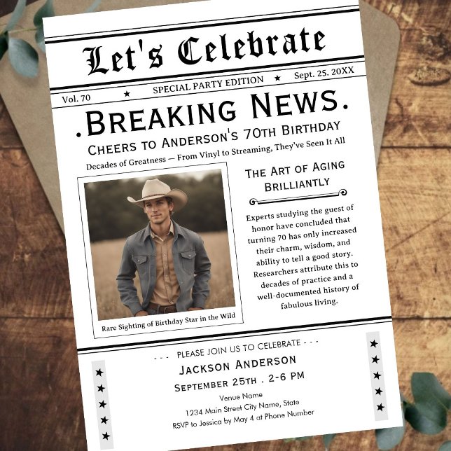 Brindemos aos 70! Convite de Aniversário em Format (Criador carregado)