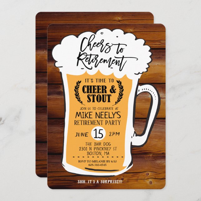 Brindes à Aposentadoria Cerveja Convite de Aposent (Frente/Verso)
