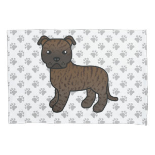 Brindle English Staffie Cute Cartoon Dog & Paws