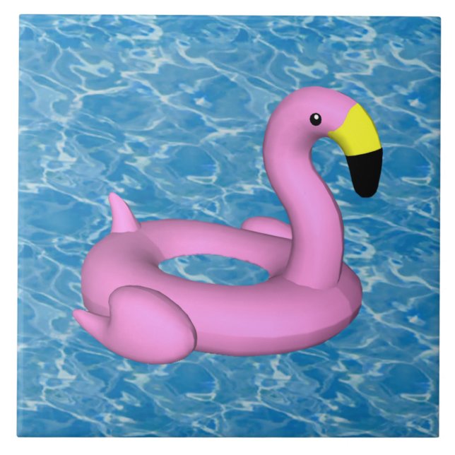 Brinquedo de piscina Flamingo com água azul (Frente)