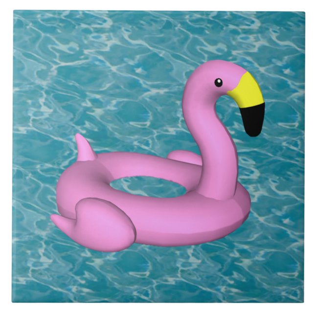 Brinquedo de piscina Flamingo em água turquesa (Frente)
