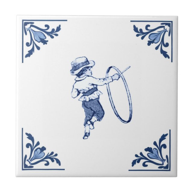 Brinquedo Infantil de Arco Delft Azul e Branco Can (Frente)