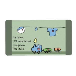 Brinquedos de bebê - etiqueta de chá de fraldas 