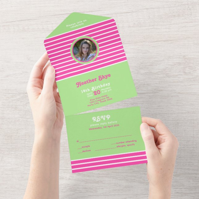 Brisas de Aniversário Rosa ⎮ Verde Branco (Aba destacável)