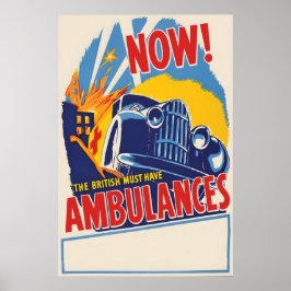 British Ambulance Poster Vintage War Propaganda