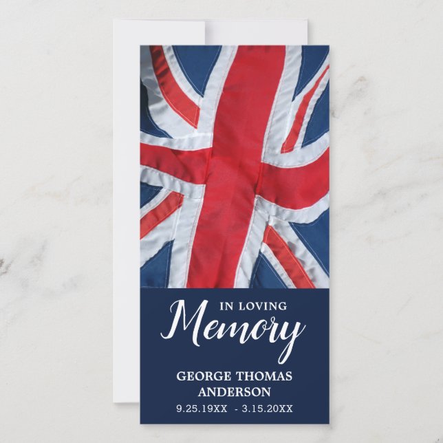 British Flag Memorial Prayer Funeral Bookmark (Frente)