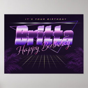 Britta Nome Vorname lila retro Poster Geburtstag