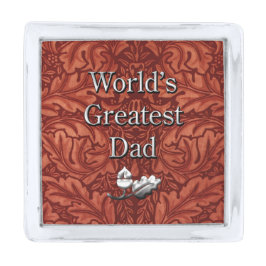 Broche De Lapela Prateado Couro rico de Brown do falso, o grande pai do