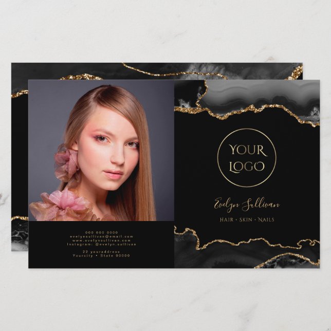 brochura de dourado preto (Frente/Verso)