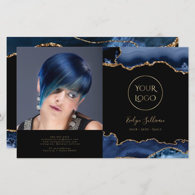 brochura de dupla agate azul (Frente/Verso)