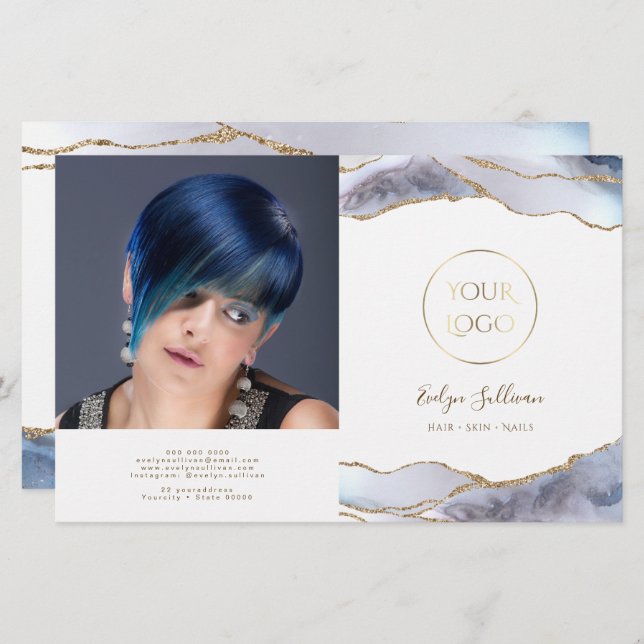 brochura de dupla agate azul de cinza (Frente/Verso)