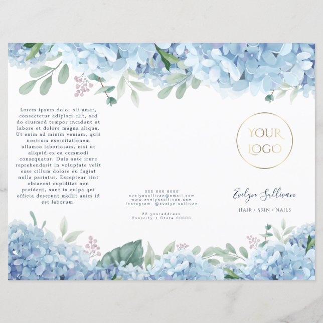 Brochura de hydrangea azul (Frente)