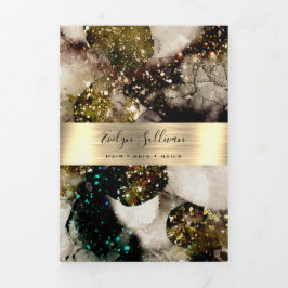 Brochura de três dobras de aquarela verde-oliva