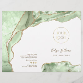 brochura do menu do serviço agate verde jade