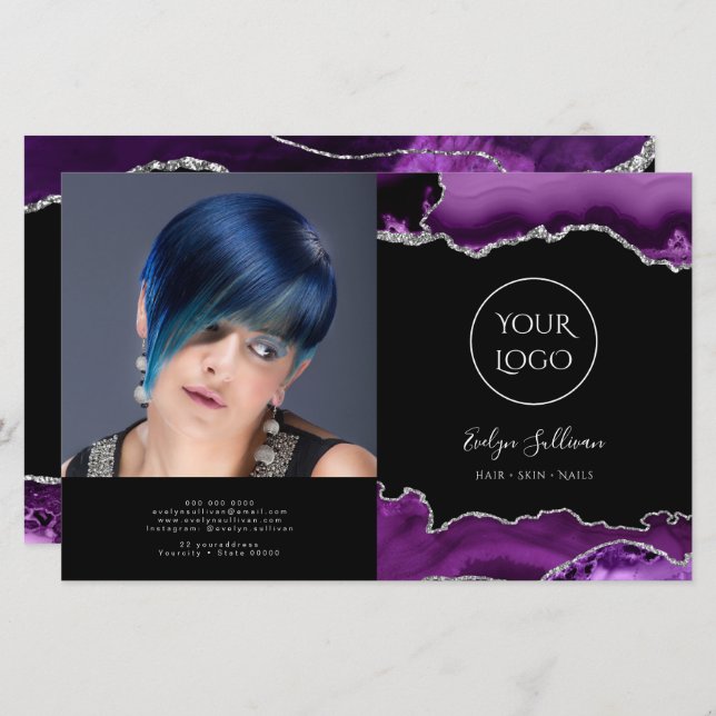 brochura prateada roxa (Frente/Verso)