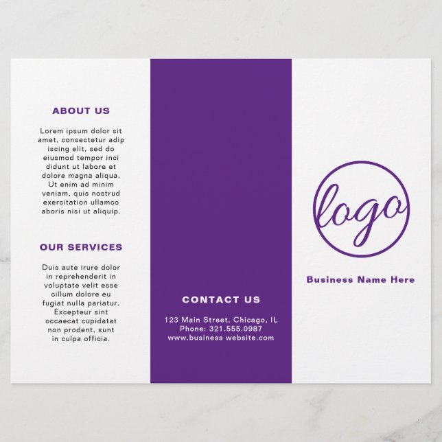 Brochura simples do logotipo profissional roxo tri (Frente)