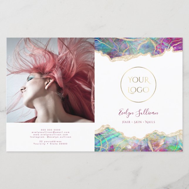 Brochura sobre design opal de Fuchsia aquamarine (Frente)