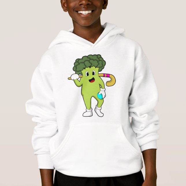 Brócolis no hóquei com taco de hóquei (Frente)