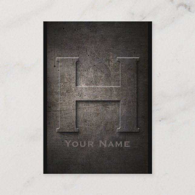 Bronze de metal monograma H Cartão de visita (Frente)