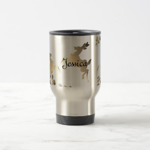 Bronzy Reindeer e Snowflakes - Caneca de viagem