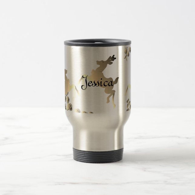 Bronzy Reindeer e Snowflakes - Caneca de viagem (Centro)