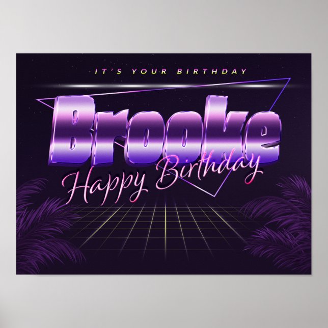 Brooke Name Vorname lila retro Poster Geburtstag (Frente)