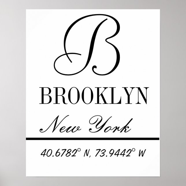 Brooklyn Nova York Coordena Poster (Frente)