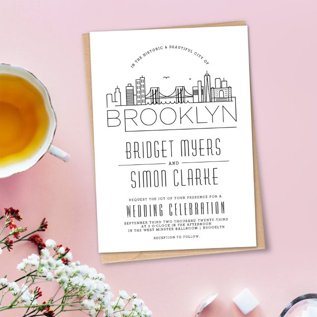 Brooklyn Wedding | Convite Skyline Estilizado (Criador carregado)