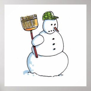 Broom Snowman matte poster